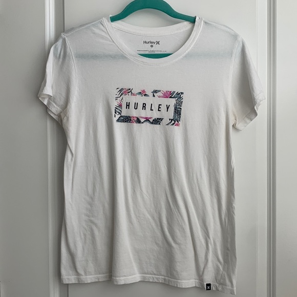 Hurley Tops - Hurley White Floral Logo T-Shirt